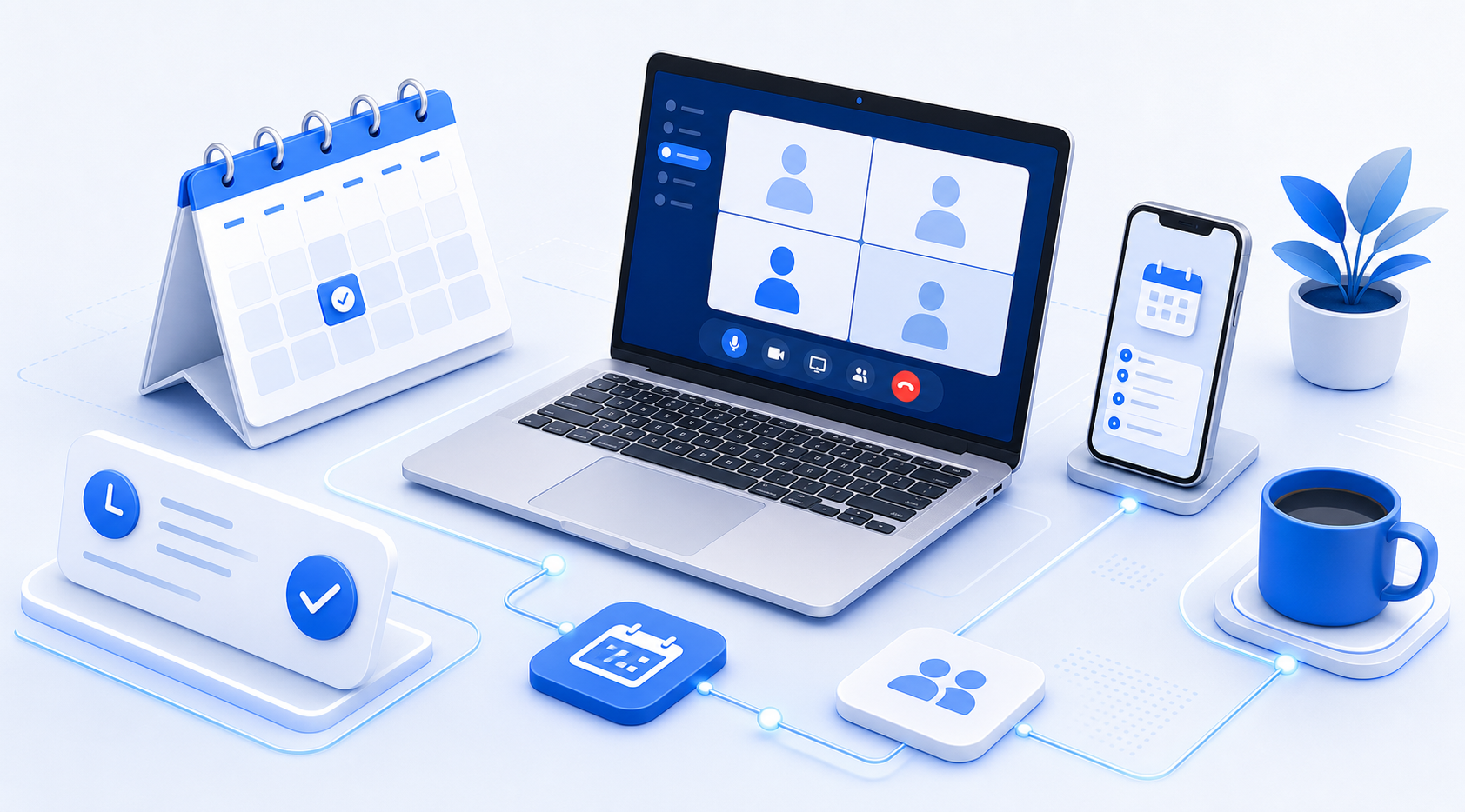 Online meeting and scheduling illustration