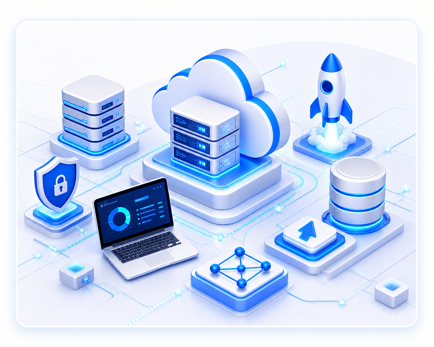 Cloud deployment and database services illustration